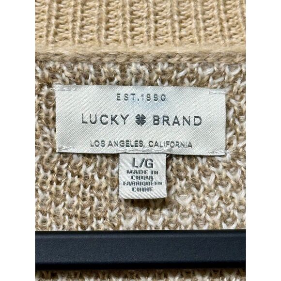 LUCKY BRAND Camo Cardigan in Natural Multi, Wool Blend, Sz L - Picture 9 of 12